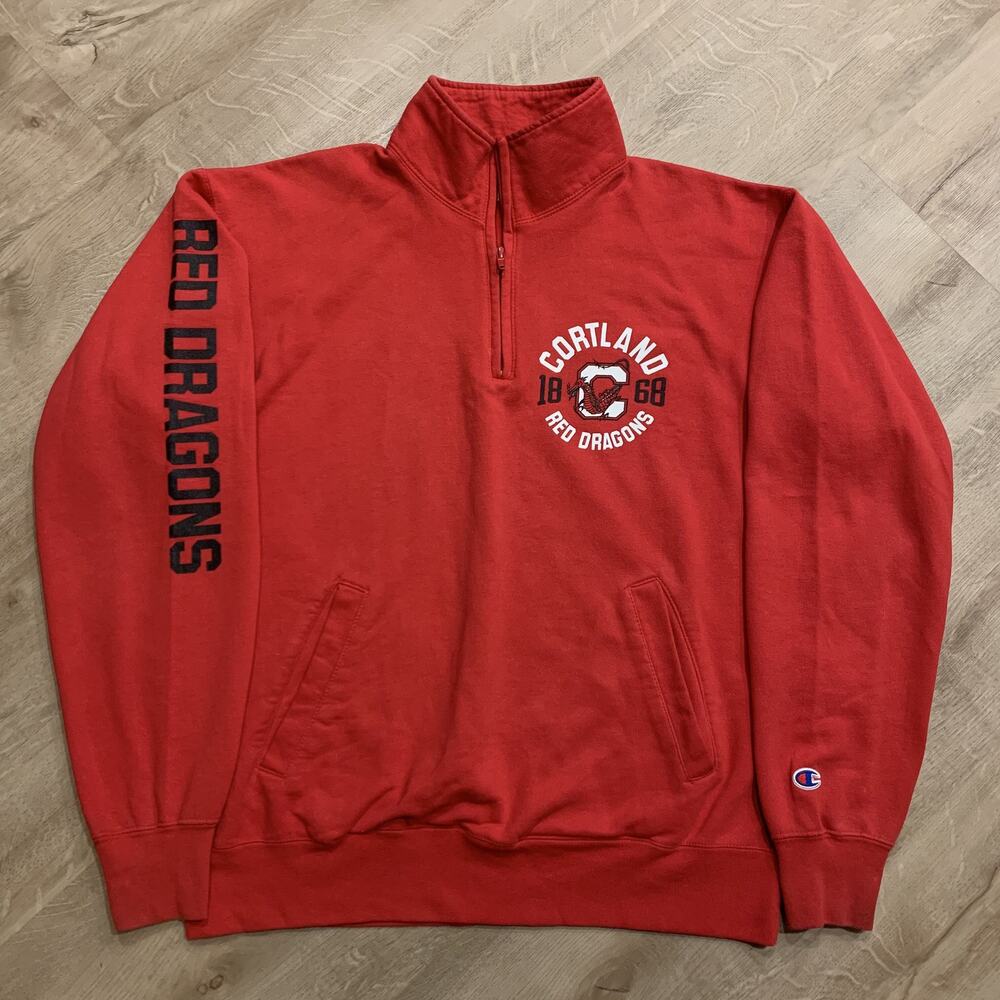 Champion SUNY Cortland Red Dragons 1/4 Quarter Zip Men's Large L Sweatshirt